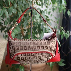Fendi Zucco With Red Leather Trim